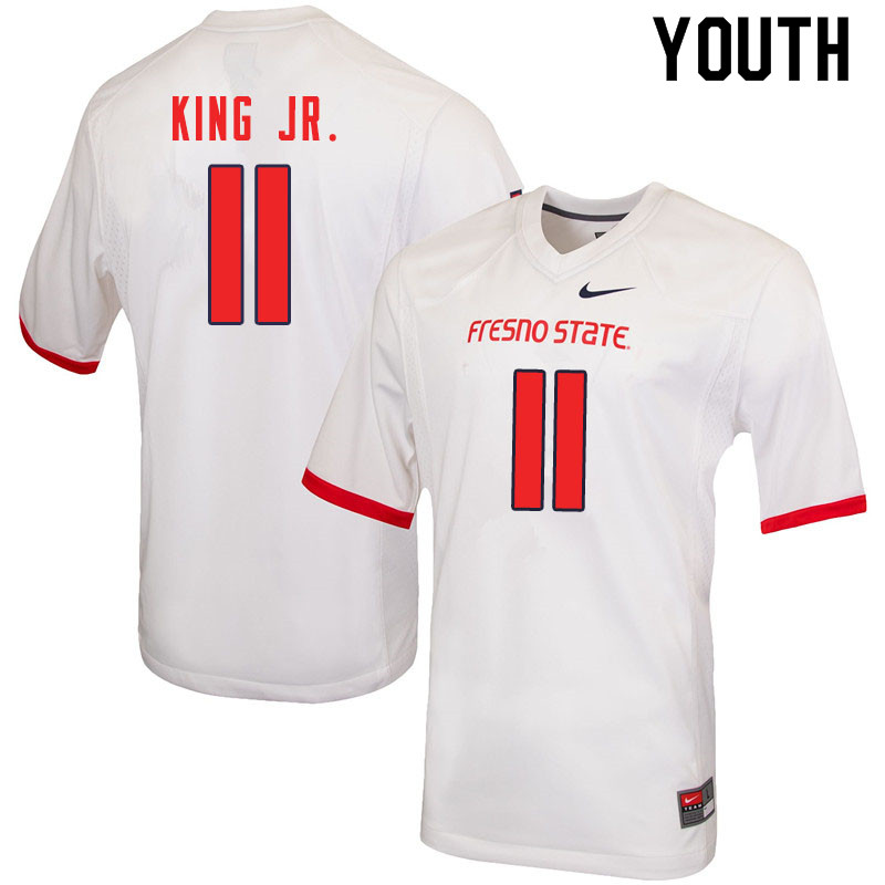 Youth #11 Sherwin King Jr. Fresno State Bulldogs College Football Jerseys Sale-White - Click Image to Close
